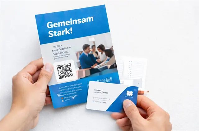 Flyer und Visitenkarte fuer eine Selbsthilfegruppe mit QR-Code