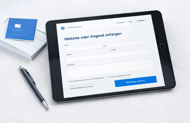 Tablet mit Kontaktformular zur Angebotsanfrage